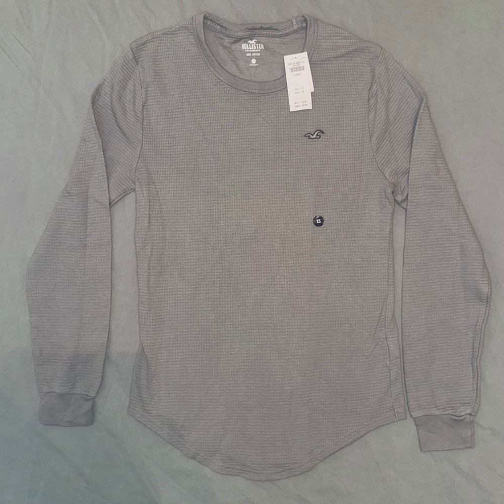 Hollister Mens Long Sleeve Waffle Knit Thermal Shirt Gray XS 324-223-0695-110
